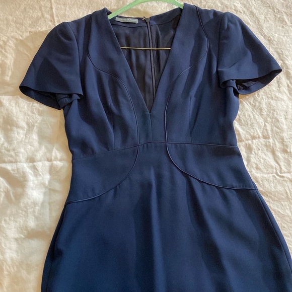 Alexander McQueen navy blue sheath dress deep V size IT40 - Picture 8 of 16